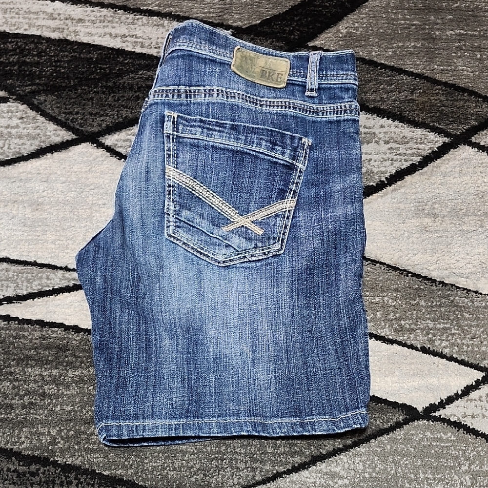 BKE DEREK EMBROIDERED DENIM JEAN SHORT 36